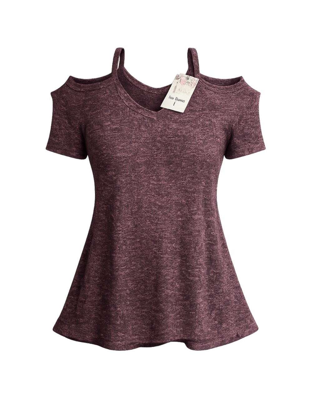 Women's Iris Basic Top Size L Burgundy Cold Shoulder
140
